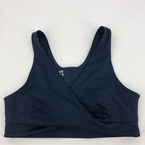 JoyLab‎ Sports Bra XL Wrap V Cutout Back Navy Blue Unpadded